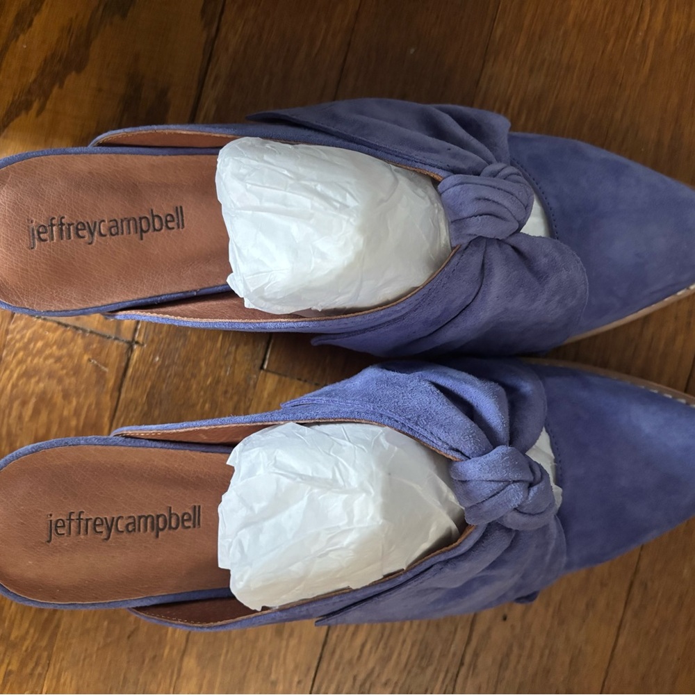 NIB Jeffrey Campbell Violet Suede Cyrus Mules 9.5 - Picture 3 of 9